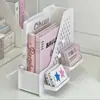 Rack de Mesa para Escritório de Grande Capacidade para Livros e Cadernos Rack de Armazenamento com Painel Perfurado de Plástico Suporte para Livros Caixa de Armazenamento