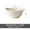 Juego de Vajilla Cerámica Blanca Leche de Moda, Set de Cuenco y Plato Nórdico, Plato para Pescado, Cuenco para Sopa, Cuenco Simple de Alta Estética, Cerámica para Uso Doméstico
