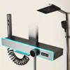 Aluminio Espacial Gris Pistola Cuatro Funciones Presurizada Caliente y Frío Pantalla Digital Luz Ambiental Cabezal de Ducha para Baño del Hogar Fábrica Transfronteriza Venta al por Mayor