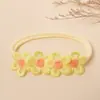 2025 Nueva Diadema para Bebé de Primavera y Verano Transfronteriza Color Sólido Flor Diadema para Niños Accesorios para la Cabeza Diadema de Nylon Suave para Bebé