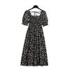 Novo vestido de comprimento médio com design francês nicho floral de alta qualidade manga curta verão Feminino