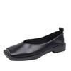 Zapatos de Exterior de Moda para Mujer 2024, Estilo Romano de Punta Cuadrada, Boca Baja, Versátiles, Retro, Zapatos Pequeños de Cuero, Zapatos de Moda para Mujer