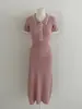Vestido de Punto Largo de Manga Corta con Bloques de Color Elegantes que se Ajustan a la Cadera, Sitio Independiente de Amazon Transfronterizo Europeo y Americano