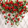Simulación Transfronteriza Mimbre de Rosa Flor Artificial Pared de Flores Aire Acondicionado Tubería de Agua Mimbre Vestir Arco de Boda Flor Decorativa Enroscada Mimbre