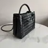 Bolso de Moda de Alta Gama de Cuero Genuino para Mujer Andiamo, Bolso de Mano Tejido Premium, Bolso Estilo Europeo y Americano, Venta al por Mayor de una Sola Pieza