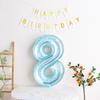 Globo Digital de Película de Aluminio de 32 pulgadas Color Gelatina Cristal Azul Decoración de Fiesta Escena de Cumpleaños Número 1 Infantil