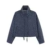 De AliExpress Bestseller Venta al por mayor Comercio exterior Transfronterizo Moda casual para mujer europea y americana Dobladillo con cordón Lunares Cuello alto Chaqueta