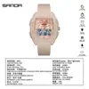 Reloj Juvenil Sanda Doble Zona Horaria Luminoso Multifuncional Unisex Electrónico Moda Tendencia Cronógrafo