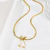 Collar de mariposa esmerilada de acero de titanio ins europeo y americano viento frío plano acero de titanio cadena de hueso de serpiente cadena clavicular collar no se desvanece