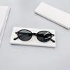 Óculos de sol com estampa de leopardo retrô, armação pequena oval, estilo nerd para rosto pequeno feminino, artefato de beleza simples, armação super leve, macia, para reduzir a idade, óculos de sol