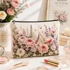 Bolsa de maquillaje de lona con estampado floral nuevo para Amazon transfronterizo, neceser, bolsa de almacenamiento de gran capacidad, bolsa para papelería