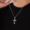 Collar con Colgante de Cruz de Acero de Titanio y Circonita, Moda Transfronteriza, Estilo Punk Retro Elegante para Hombres, Joyería de Acero Inoxidable