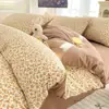 Juego de ropa de cama de cuatro piezas de algodón puro clase A, sábana de cama 100% algodón, funda de edredón de gasa de doble capa, sábana, sábana ajustable, juego de tres/cuatro piezas para dormitorio individual/doble