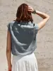 Liquidación de Vestido Camisa sin Mangas de Lino para Mujer, Verano Exportación Simple para Viajes al Trabajo Top Azul de Gama Alta