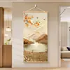 Pintura Decorativa con Textura Cremosa y Motivo de Caqui para la Entrada de la Puerta, Reflejando la Luz del Sol en la Entrada de la Montaña Dorada