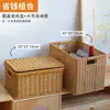 Grande cesta de armazenamento com trama semelhante ao rattan, no estilo INS da moda, perfeita para organizar armários e guarda-roupas, e para armazenamento simples na sala de estar