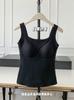 Chaleco de base de seda morera cálido de lana de oveja para mujer, talla grande, otoño e invierno, cómodo parche para el vientre, sujetador sin desgaste, ropa interior