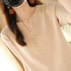 Top de Manga Corta de Seda de Hielo para Mujer Verano Prendas de Punto para Mujer Cuello en V Estilista Holgado Delgado Camiseta para Mujer Verano Camiseta para Mujer Adelgazante