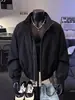 Chaqueta de trabajo con silueta para hombre con cuello alto, ajuste otoño cl, chaqueta corta de béisbol con patchwork, marca de tendencia deconstruida, púrpura ean