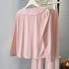 Pijamas para Mujer Primavera, Otoño y Verano Algodón Nube Manga Larga Pantalones Cárdigan Lindo Dibujo Animado Niña Puede Usar Fuera Conjunto de Ropa para Casa