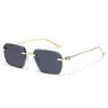 Gafas de sol sin montura con incrustaciones de diamantes y montura de metal, forma cuadrada, diseño transfronterizo personalizado con Ins para hombre, 2026
