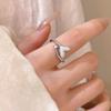 Anel de cauda de peixe incrustado de diamante ajustável feminino personalizado elegante anel de dedo de alta qualidade leve luxo estilo frio anel de dedo