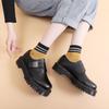 Zapatos Bajos de Cuero Pequeños con Suela Gruesa y Hebillas para Mujer, Cuero Genuino, Estilo Británico, Casual, Estudiantes, Suelas de Plataforma Mediana-Gruesas