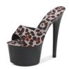 Sandalias de tacón alto de verano plataforma impermeable de suela gruesa 17cm cielo odiado tacón súper alto zapatillas de leopardo comercio exterior talla grande venta al por mayor