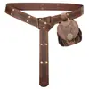 Bolsa de couro com cordão medieval nova YSF transfronteiriça, bolsa de cintura estampada retrô, bolsa de cintura marrom portátil, armazenamento de dados e itens pequenos