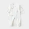 Macacão Bebê Classe a de Algodão Puro com Amarração, Macacão para Recém-Nascido com Coberturas para Mãos e Pés, Costura Fluorescente Roupa Íntima para Recém-Nascido