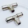 Conector rápido en T con rosca intermedia 4-10 alambre exterior giratorio 360 grados conexión tubería de aire de cilindro conector rápido