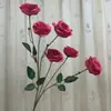 Flores Artificiales Camelia de 6 Cabezas Decoración de Pasillo de Boda Flores Falsas Decoración del Hogar Adorno para Escaparate de Hotel Accesorio para Fotografía Flores de Seda