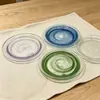 Plato Pequeño Redondo de Vidrio con Pintura de Tinta para Postres y Bocadillos, Alto Valor Estético, Vajilla de Vidrio Colorida, Al por Mayor en Stock