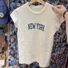BM Style American Style Retro New York New York Letter Printed T-Shirt Feminino BM Sweet and Spicy Top de manga curta Ins Trendy