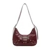 Bolsa de Axila para Motocicleta 2026 Sweet Cool Hot Girl para Mujer, Nueva Bolsa de Media Luna con Remaches Vintage de Otoño, Bolso de Hombro Cruzado para Viajes