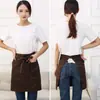 Avental Meio Corpo para Cozinha Doméstico com Bolso Anti-incrustante Avental de Café Poliéster Algodão Cintura Macacão Feminino para Adulto Atacado
