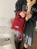 Bolsa Pequeña de Felpa Roja de Invierno para Mujer, Estilo Coreano Ins Linda Estudiante Casual Versátil Bolso Cruzado Bolso para Teléfono Móvil