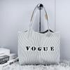 Bolsa de Tricô Transfronteiriça de Verão Versátil Grande Capacidade Bolsa de Compras Cor Contrastante Simples Moda Bolsa de Palha Bolsa de Ombro Feminina