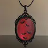 Collar Negro con Colgante de Cristal de Murciélago Rojo Gótico de Amazon Transfronterizo