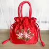 Nuevo 2026 Estilo Étnico Retro Bolsa de Tela Bordada Bolso Cubo Cierre de Cordón Bolsa para Teléfono Móvil Bolsa de Almacenamiento Bolso de Mano Hecho a Mano para Mujer