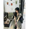 [En Stock + Calidad Original] Camiseta de Manga Corta Ligeramente Transparente con Cuello en V, Serie de Lunares, con Efecto de Caída, Top Ligero