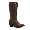 Botas de couro de salto alto de cor sólida 34-45 para mulheres, outono e inverno, botas western de salto alto transfronteiriças, botas femininas de tamanho grande, bico fino versátil