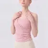 Camiseta de yoga sin mangas con cuello en V cruzado y almohadillas en el pecho, modeladora de cintura, sujetador deportivo reductor, camiseta de entrenamiento de Pilates y fitness