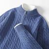 Suéter Masculino de Tricô Liso Espesso 100% Lã Gola Alta Meia Zíper Inverno Plus Size Torcido