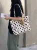 Bolsa de lona com poá para mulheres, novo estilo 2026, grande capacidade, leve, versátil para o dia a dia, bolsa de ombro, bolsa de mão casual