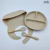 Prato de silicone infantil dividido de peça única conjunto de 4 peças conjunto de 5 peças prato de sucção suplemento alimentar para bebê tigela resistente a quedas suprimentos para mães e bebês