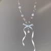 Colar Doce "Mianmeng Girl" Estilo Balé Laço de Fita Exquisito Sonhador Estrela de Cinco Pontas para Todo o Ano Novo Estilo para Mulheres