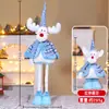 Decoração de Boneca Telescópica Azul Lantejoula de Natal Decoração de Boneca Velho Azul Risca de Natal Boneco de Neve Rena
