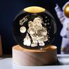 Astronauta Cielo Estrellado Grande Base de Madera Luminosa Bola de Cristal Grabado 3D Luz Nocturna Regalo de Cumpleaños Adorno Artesanal