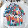 Camisa Floral de Verano para Playa en la Costa de Hawái, Guapo para Pareja Masculina y Femenina, Estudiante, Delgada, Manga Tres Cuartos, Chaqueta